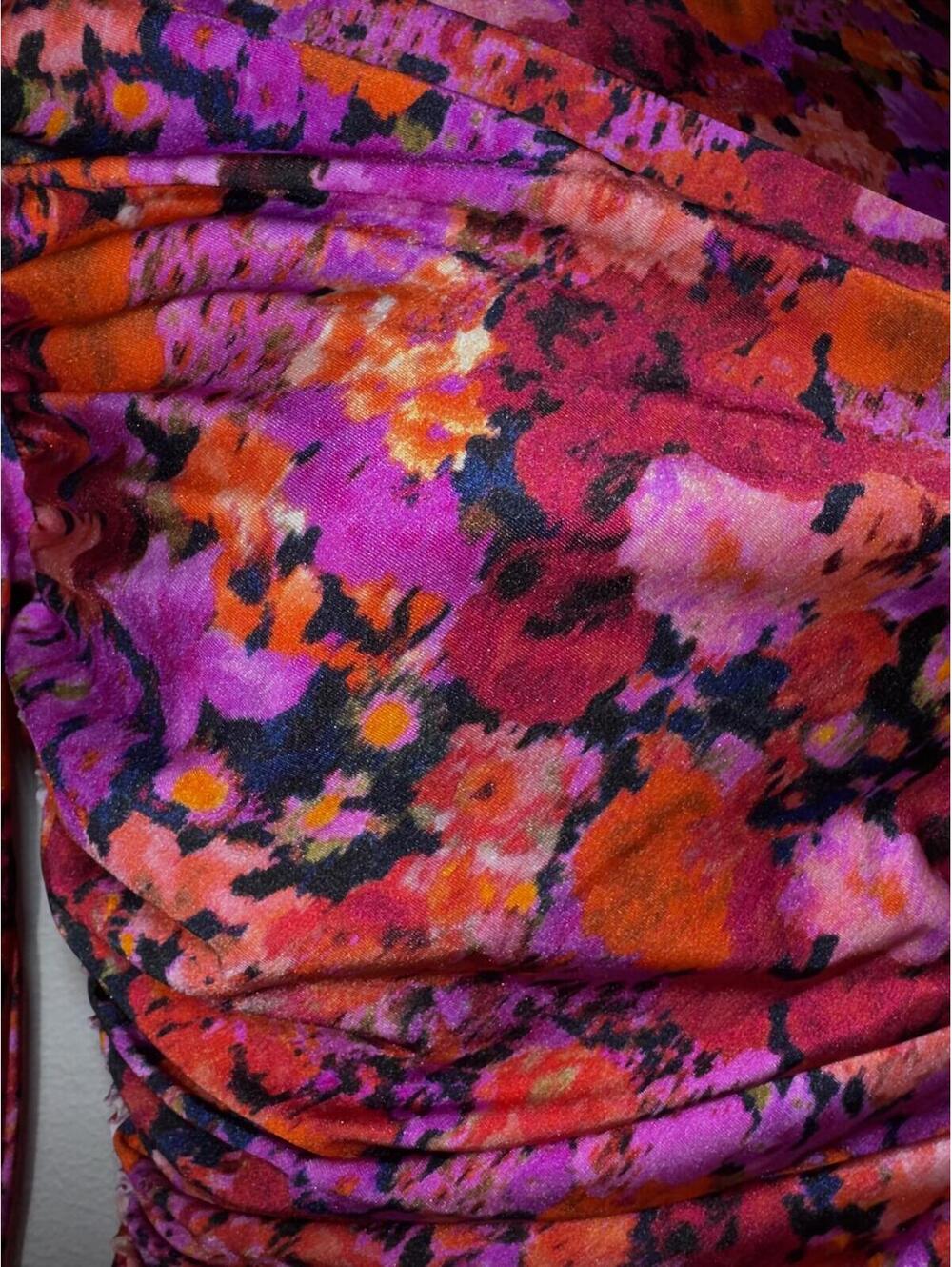 $990 NWT Philosophy Di Lorenzo Serafini Floral Ruched Mini Dress Medium 6 42 - Picture 6 of 9